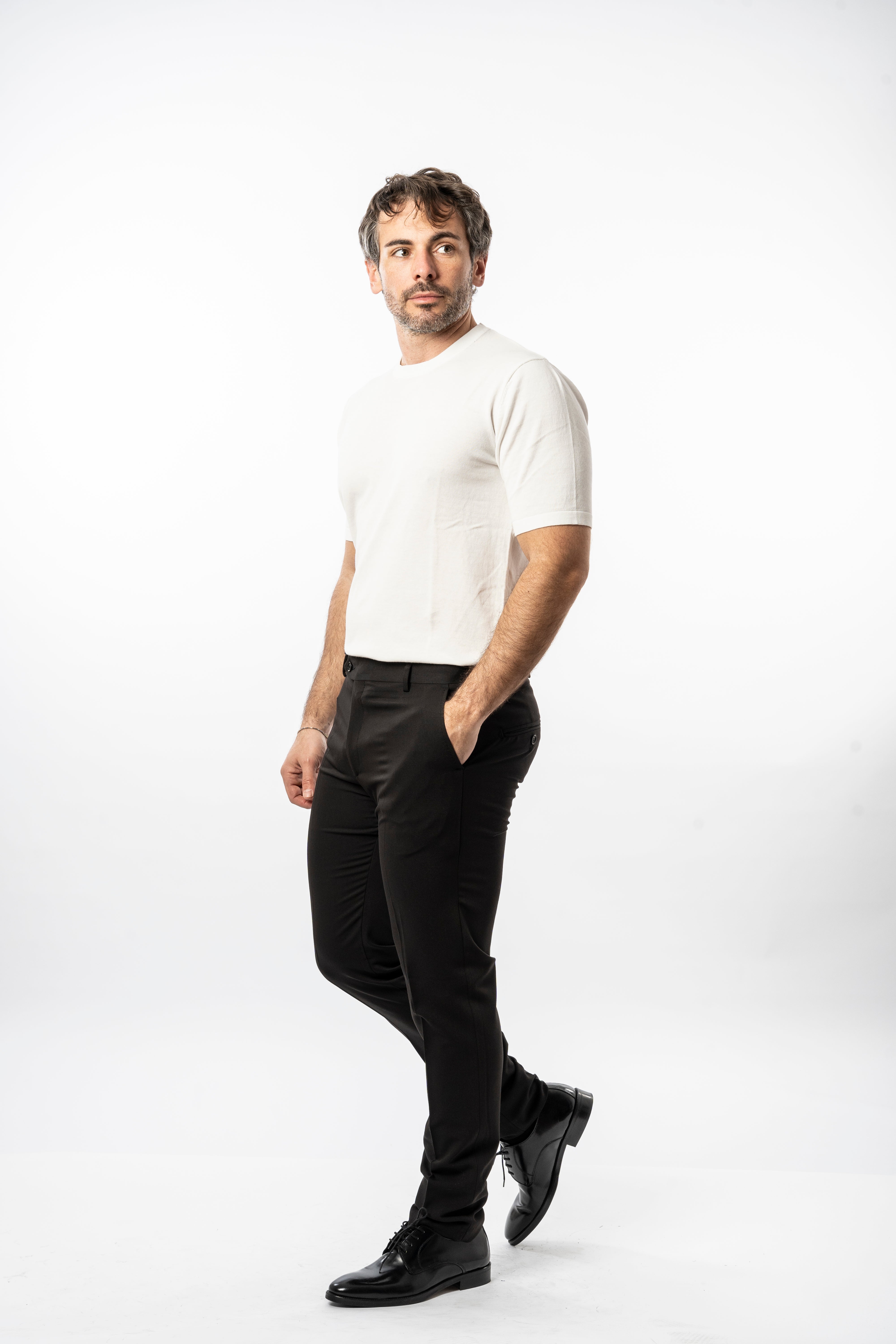 Pantalone Slim - Vinc Risvolto Nero